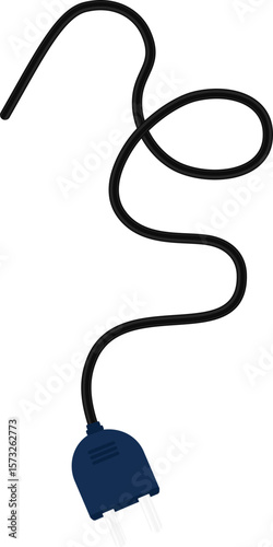 Path with a socket plug connector at the end, featuring one loop and multiple curves in the wire design.