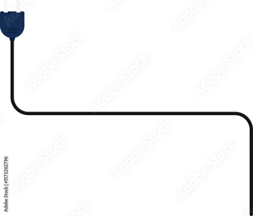 Path with a socket plug connector at the end, showing a rounded corner in the wire design.