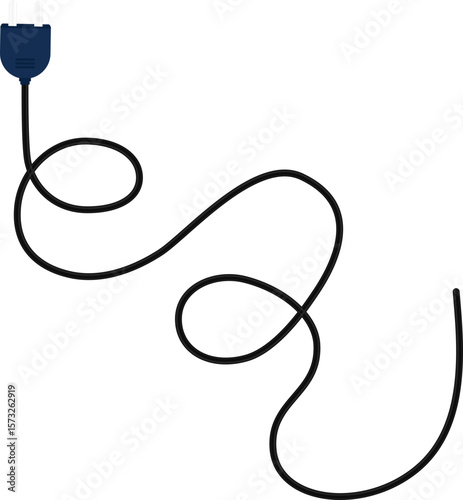 Path with a socket plug connector at the end, featuring two loops and multiple curves in the wire design.