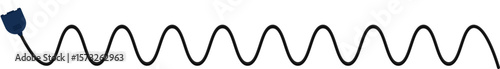 Path with a socket plug connector at the end, forming a wave shape in the wire.