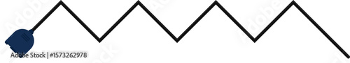 Path with a socket plug connector at the end, forming a zigzag shape in the wire.