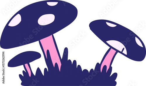 hand drawn cartoon doodle of a toad stool in bright neon color