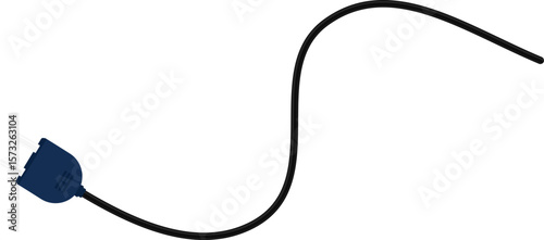 Path with a socket plug connector at the end, illustrating a wave pattern in the wire.