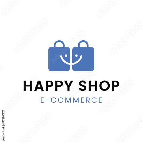 E- commerce logo design happy shop  