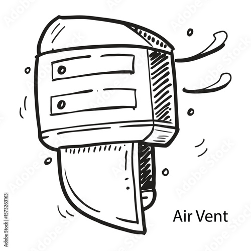 Graphic representation of an air vent system component with a distinctive silhouette