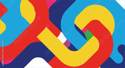 Abstract colorful background with vibrant rainbow arrows symbolizing business growth, design concepts, and interconnected people