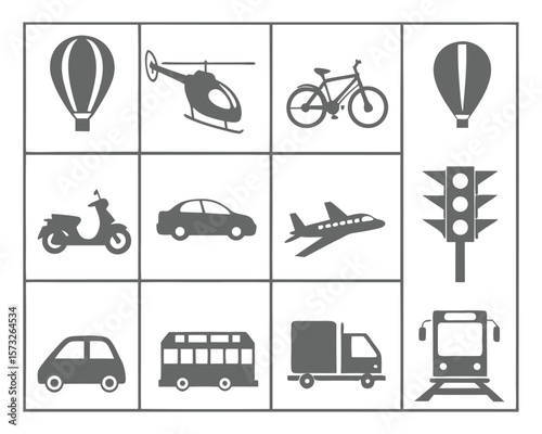 Clean Minimalist Transportation Icon Set  A-Clean--Minimalist-Icon-Set-Showcasing-Various-Transportation-Modes 