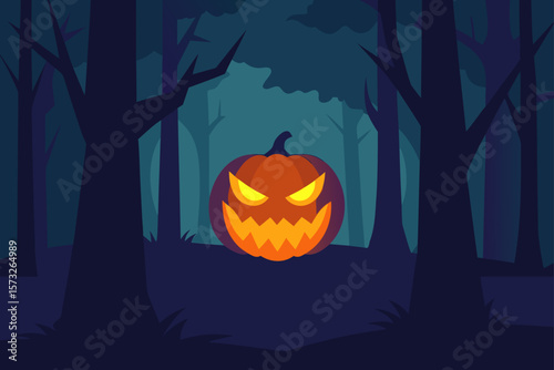 halloween background with pumpkin and bats