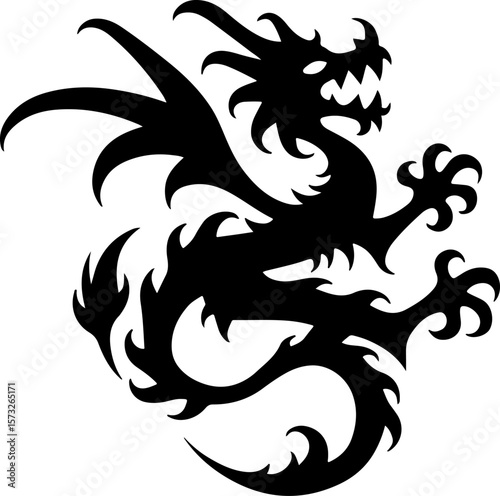 Wallpaper Mural Tribal Dragon & Flame Totem Tattoo Design Set  Vector Torontodigital.ca