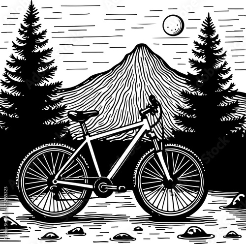 Mountain Nan bike, bicycle, mountain bike, nature,  vector art bundle