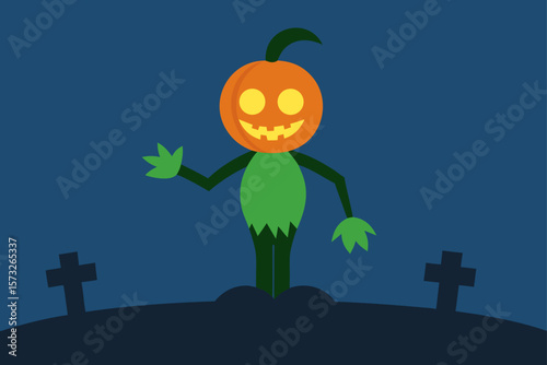 halloween pumpkin with bats and moon