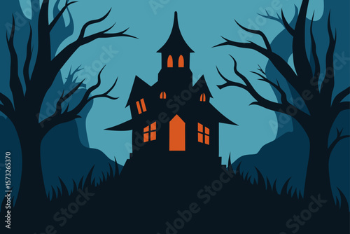 halloween background with haunted house