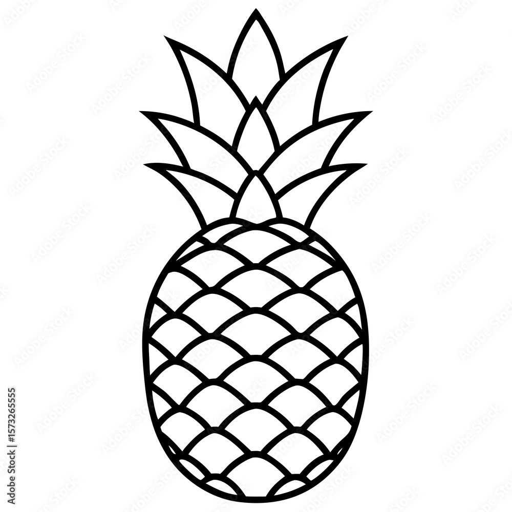 Obraz premium Pineapple sketch vector illustration on transparent background