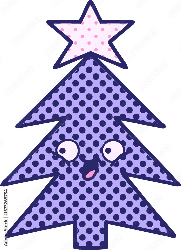 Obraz premium comic book style cartoon of a christmas tree in bright neon color
