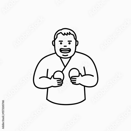 Man smiling while holding dumbbells in fitness clothing  
