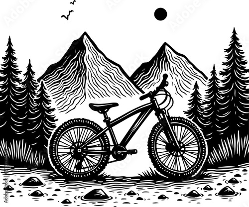 Mountain Nan bike, bicycle, mountain bike, nature,  vector art bundle