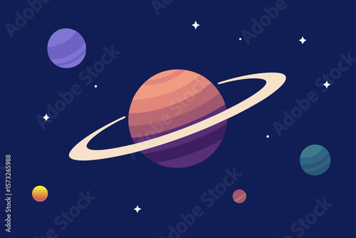 illustration of the moon and planets