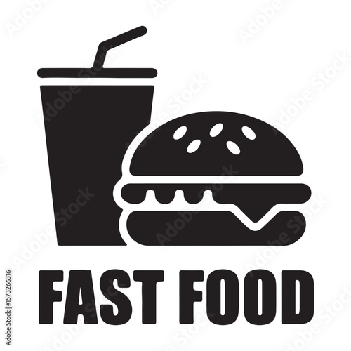 Burger drink fast food black