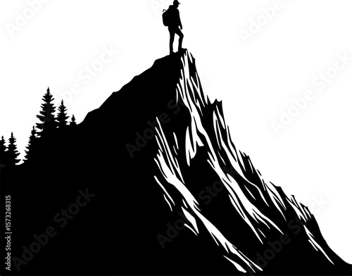 Mountain Tree  Biker on Forest Trail Silhouette" vector bundle