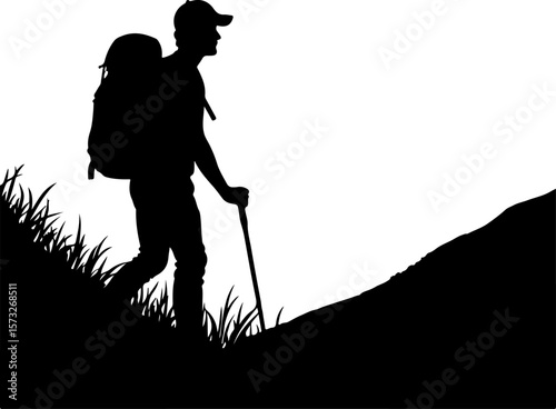 Mountain Tree  Biker on Forest Trail Silhouette" vector bundle