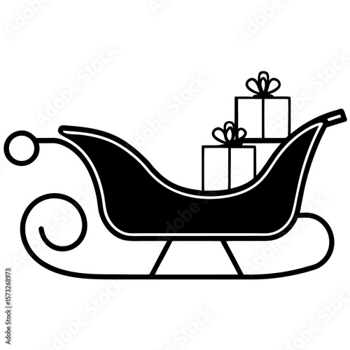 santa claus sleigh with reindeer