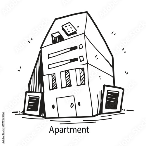 Modern apartment building exterior facade architectural design silhouette