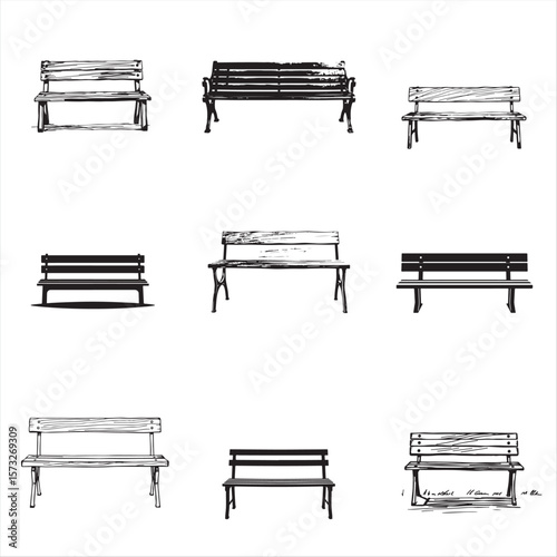 set of bench vector bundle pack collection 