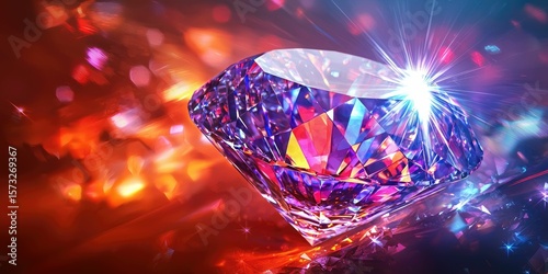Radiant glowing jewel with transparent prism highlights and optical effect PNG