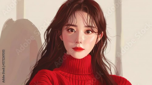 Captivating Portrait of a Woman in Red Sweater