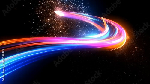 Abstract hyperloop of colorful light speed