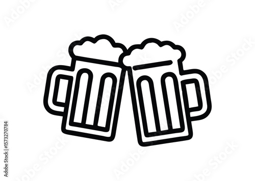 Two beer mug Vector, Two beer mug Icon Illustration