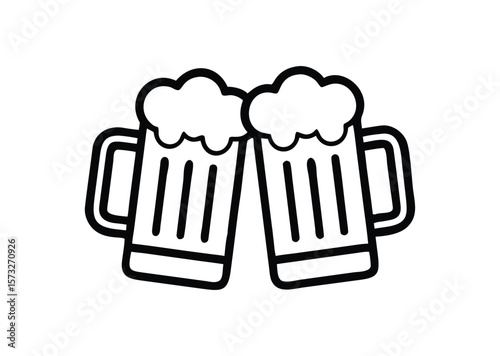 Two beer mug Vector, Two beer mug Icon Illustration