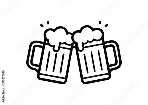 Two beer mug Vector, Two beer mug Icon Illustration