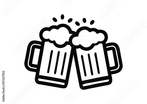 Two beer mug Vector, Two beer mug Icon Illustration