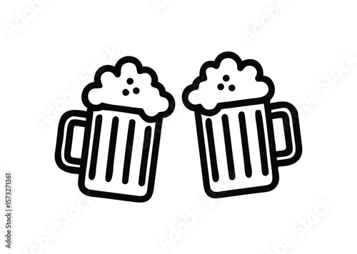 Two beer mug Vector, Two beer mug Icon Illustration