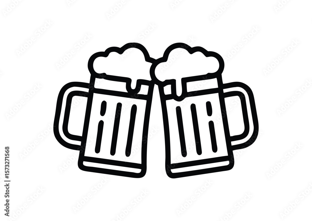 Two beer mug Vector, Two beer mug Icon Illustration Two beer mug Vector, Two beer mug Icon Illustration