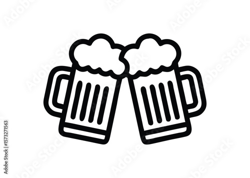Two beer mug Vector, Two beer mug Icon Illustration