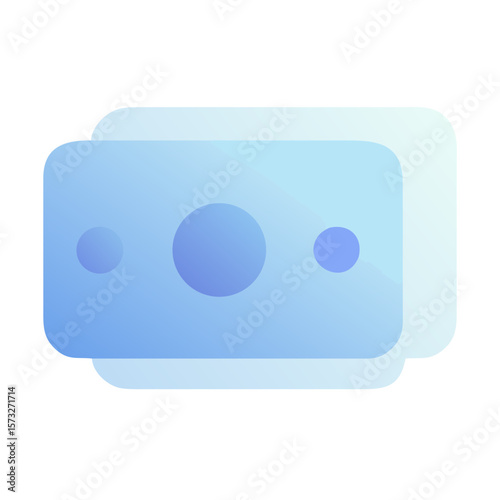 Illustration of two rectangular cards with rounded corners and three circles on the top card