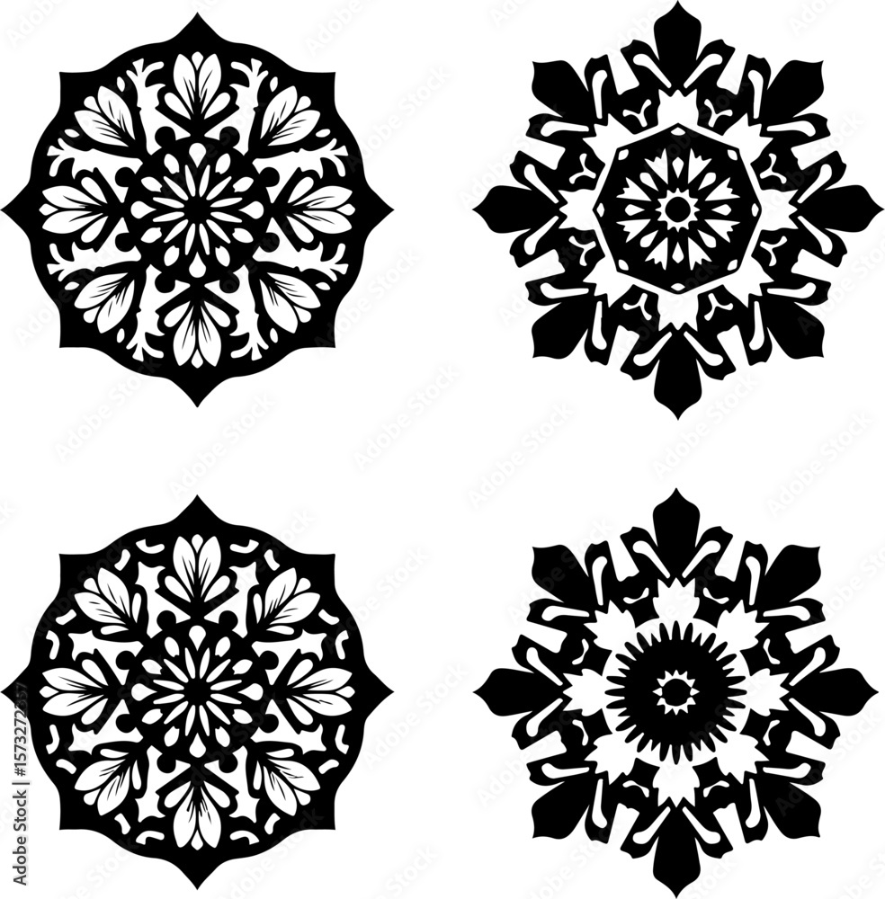 Obraz premium Elegant Floral & Mandala Ornament Vector Design Set