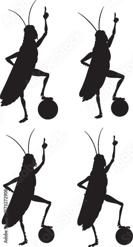 Grasshopper Number One Posing With Raised Hand silhouette