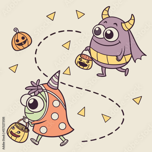 Whimsical One-Eyed Halloween Monsters A Spooky Cute Trick-or-Treat Adventure