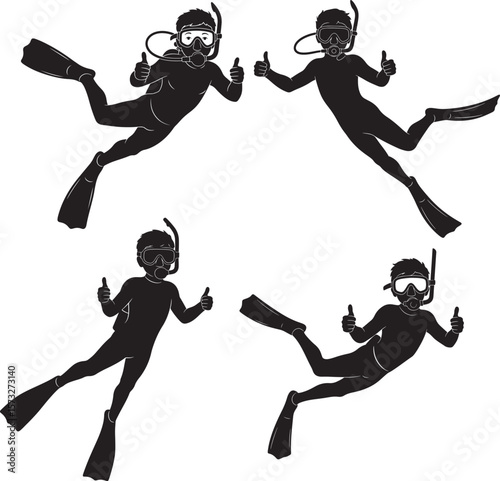 Professional Diver Boy Giving Thumbs Up silhouette