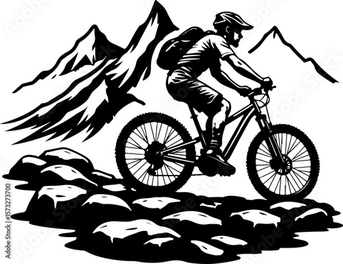 Mountain Nan bike, bicycle, mountain bike, nature,  vector art bundle