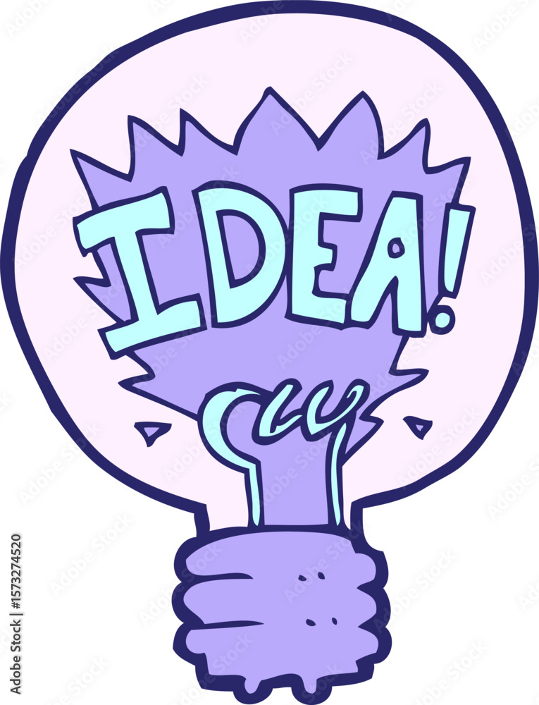 Fototapeta premium cartoon idea light bulb symbol in bright neon color