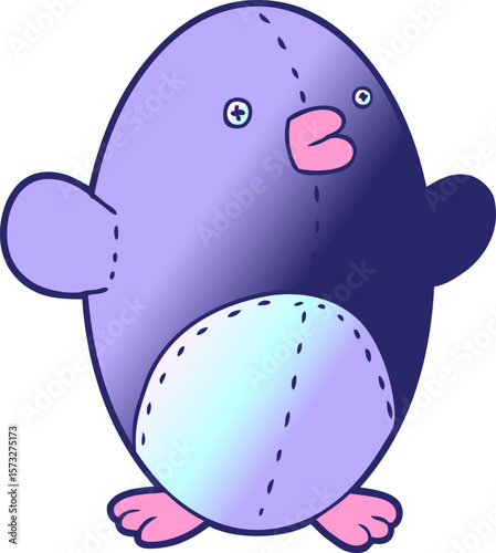 cartoon stuffed toy penguin in bright neon color