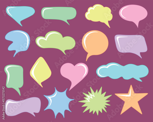 Speech Bubble frame set. Vector Illustration for printing, backgrounds, covers and packaging. Image can be used for greeting cards, posters, stickers and textile. Isolated on white background.