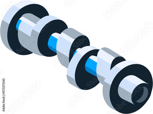 Dumbbell in isometric style with blue accents for fitness training  