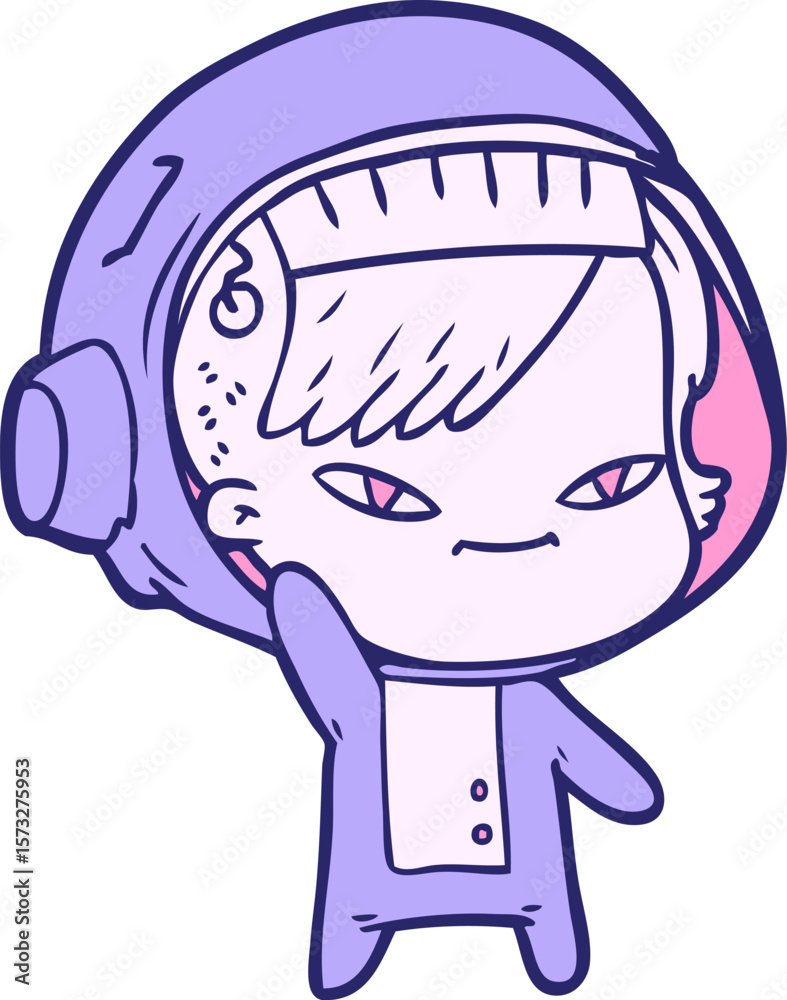 Obraz premium cartoon astronaut woman in bright neon color