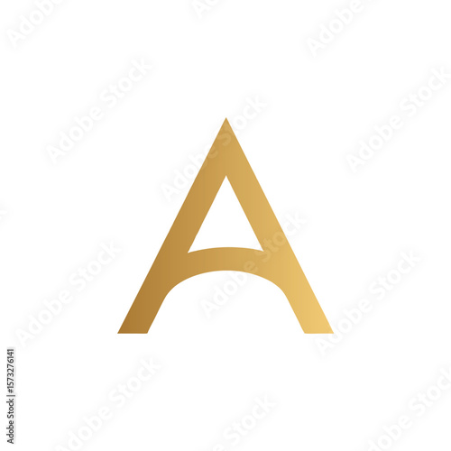 Golden letter A with an arch appears simple yet sophisticated against white background