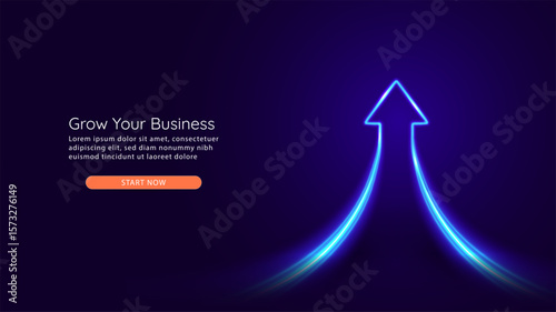 Arrow Growth Up. Copy Space. Business Personal Growth Quick Result Innovation Technology and Finance.
